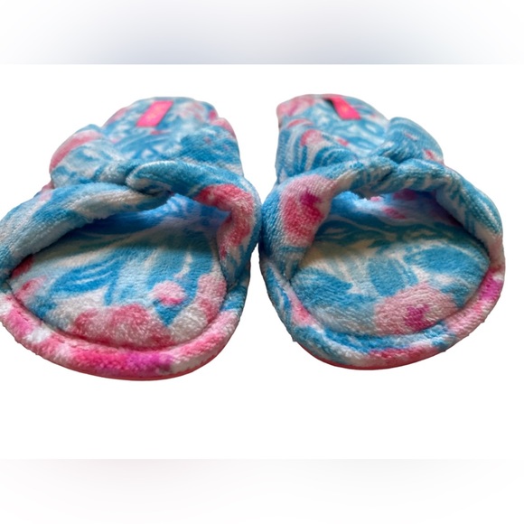 Lilly Pulitzer My Little Peony Women’s 7/8 Terry Slippers Bondi Blue Sandals - Picture 3 of 10